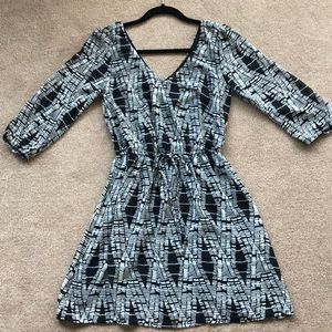 Macy’s black and white A-line dress